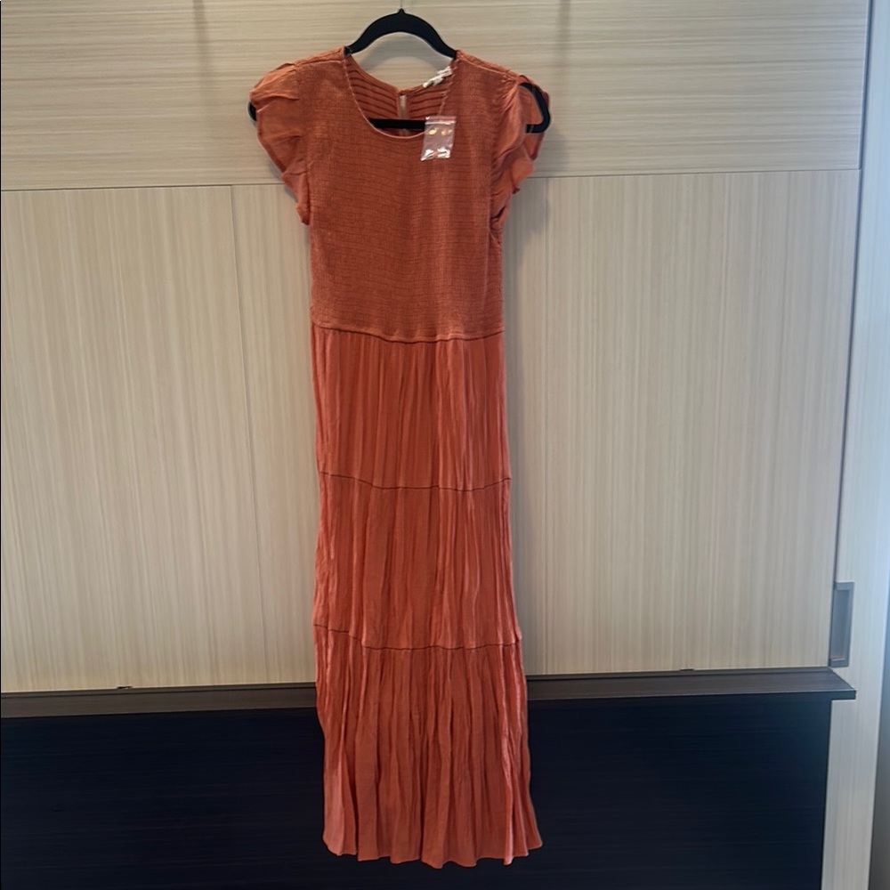 Rouched Linen Tiered Midi Dress!